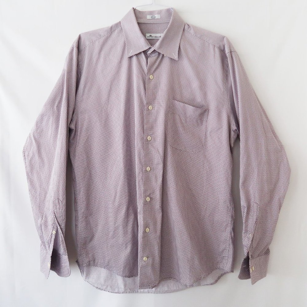 Peter Millar Red White Geometric Button Down Shirt